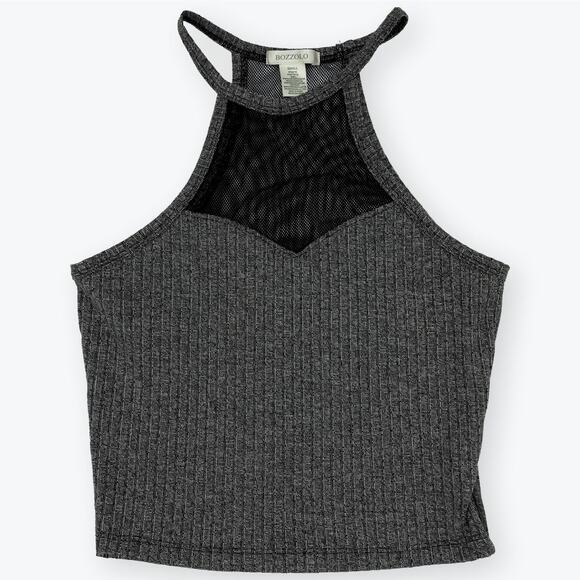Bozzolo Black Gray Women Halter Sheer Tank S - Picture 4 of 5